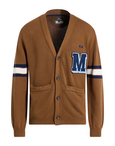 La Martina Man Cardigan Brown Size Xl Cotton, Wool In Brown