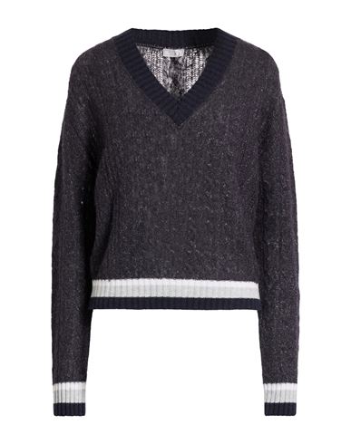 Peserico Woman Sweater Navy Size 6 Virgin Wool, Silk, Cashmere, Viscose, Metallic Fiber In Gray
