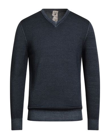 H953 Man Sweater Slate Blue Size 46 Merino Wool In Blue