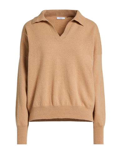 Peserico Easy Woman Sweater Camel Size 6 Merino Wool, Cashmere In Brown