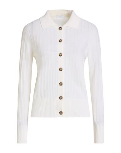 Peserico Easy Woman Cardigan Ivory Size 6 Merino Wool In White
