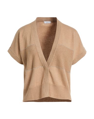 Peserico Woman Cardigan Camel Size 6 Virgin Wool, Silk, Cashmere, Viscose In Brown