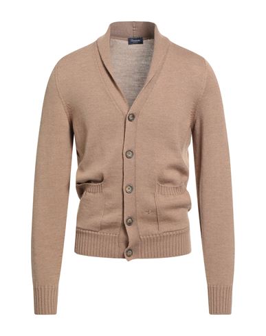 Drumohr Man Cardigan Camel Size 38 Merino Wool In Brown