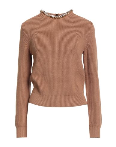 Elisabetta Franchi Woman Sweater Camel Size 4 Viscose, Polyester In Brown