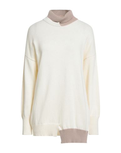 N.o.w. Andrea Rosati Cashmere N. O.w. Andrea Rosati Cashmere Woman Turtleneck Cream Size M Wool, Viscose, Cashmere, Nylon In White