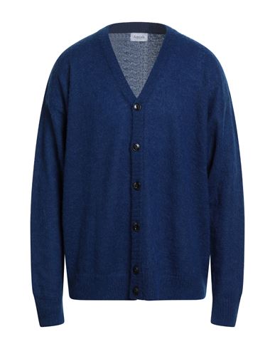 Amish Man Cardigan Bright Blue Size Xl Acrylic, Mohair Wool, Polyamide In Blue