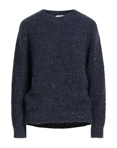Marella Monochrome Woman Sweater Navy Size S Acrylic, Polyester, Mohair Wool, Wool, Elastane In Blue