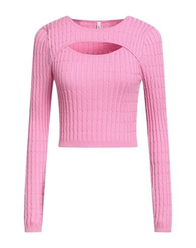 Only Woman Sweater Fuchsia Size L Viscose, Nylon In Pink