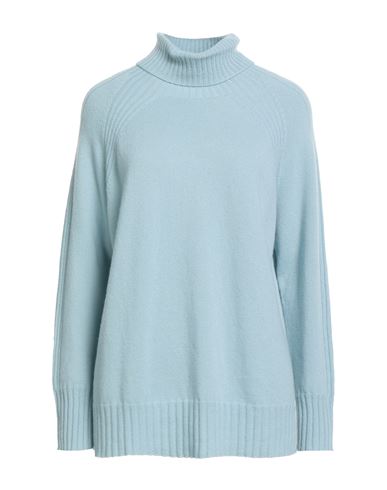 Twinset Woman Turtleneck Sky Blue Size L Wool, Cashmere In Blue