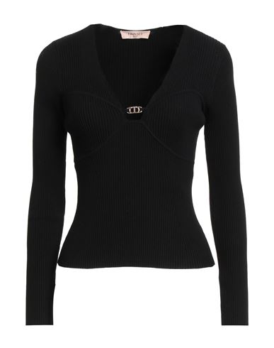 Twinset Woman Sweater Black Size M Viscose, Polyester, Polyamide, Elastane In Black