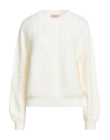 Twinset Woman Sweater Ivory Size L Acrylic, Wool, Alpaca Wool, Polyester In White
