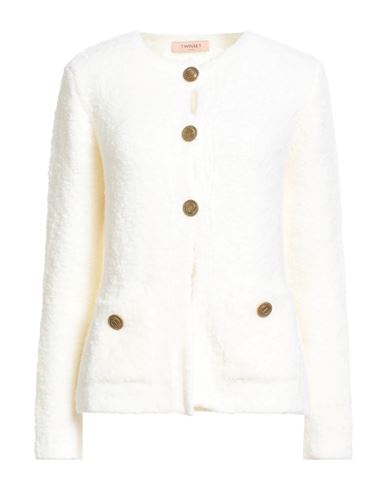 Twinset Woman Cardigan Ivory Size L Wool, Polyamide, Elastane In White