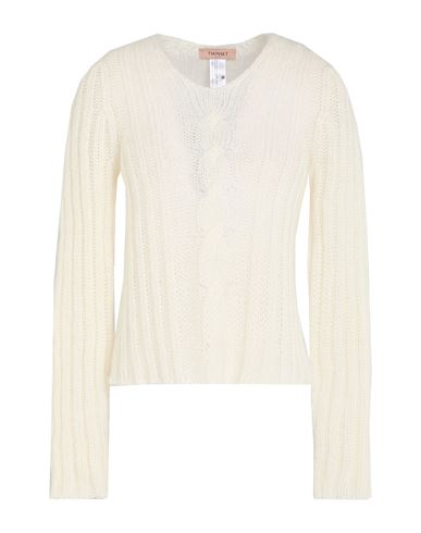 Twinset Woman Sweater Off White Size L Polyamide, Mohair Wool, Wool In White