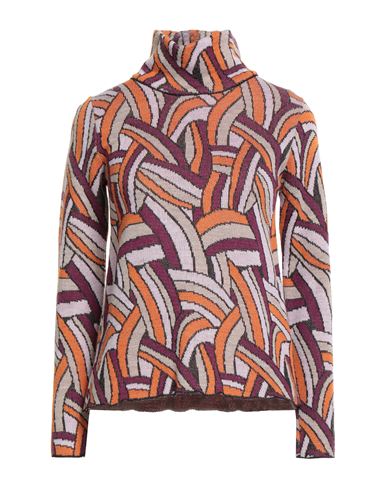 Luckylu  Milano Luckylu Milano Woman Turtleneck Orange Size M Acrylic, Wool, Viscose, Metallic Polyester, Polyamide In Purple