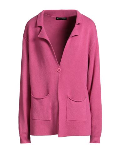Cafènoir Jeans Woman Cardigan Magenta Size L Viscose, Polyester, Polyamide In Pink