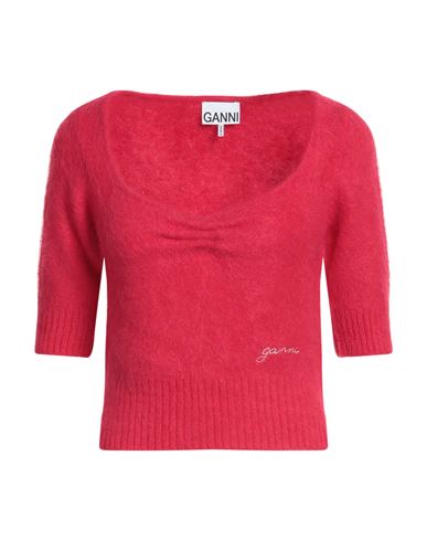 Ganni Woman Sweater Red Size L Alpaca Wool, Polyamide, Virgin Wool, Elastane In Red