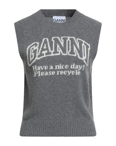 Ganni Graphic Wool Vest In Gray