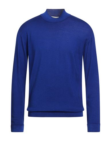 Wool & Co Man Turtleneck Blue Size Xl Merino Wool In Blue