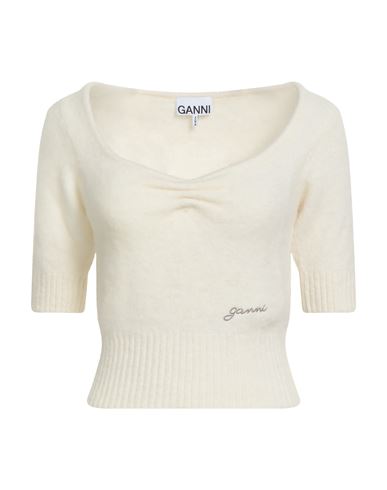 Ganni Woman Sweater Ivory Size L Alpaca Wool, Polyamide, Virgin Wool, Elastane In Neutral
