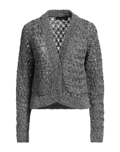 Fabiana Filippi Woman Cardigan Slate Blue Size 6 Linen, Cotton, Mohair Wool, Synthetic Fibers, Metal In Gray
