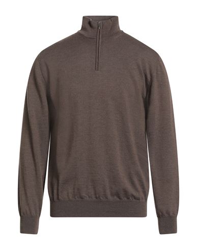 Abkost Man Turtleneck Dark Brown Size 44 Virgin Wool In Brown