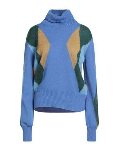 Ballantyne Woman Turtleneck Azure Size 8 Wool, Cashmere, Mohair Wool, Polyamide In Blue