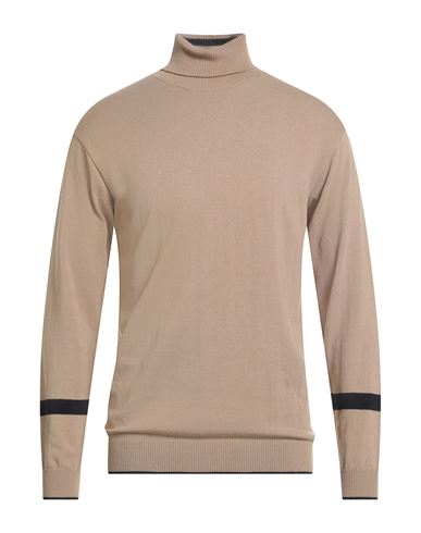 Alessandro Gilles Man Turtleneck Khaki Size Xxl Merino Wool, Polyamide, Polyacrylic, Elastane In Neutral
