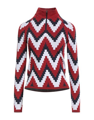 Perfect Moment Jacquard-knit Half-zip Base Layer In Red
