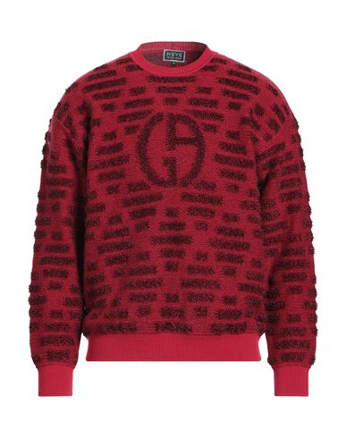 Giorgio Armani Neve Man Sweater Red Size 46 Virgin Wool, Viscose, Polyamide