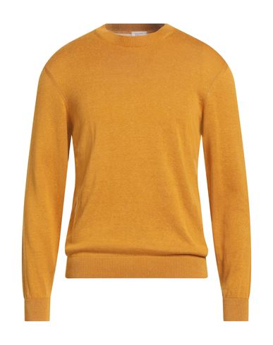Daniele Fiesoli Selezione Man Sweater Mandarin Size L Silk, Linen In Orange