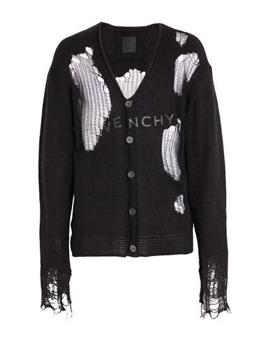 Givenchy Man Cardigan Black Size Xl Cotton, Wool, Polyamide In Black