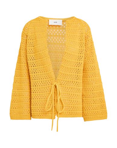 Solotre Woman Cardigan Mandarin Size 4 Cotton In Yellow