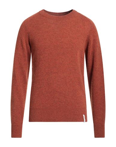 Brooksfield Man Sweater Rust Size 40 Virgin Wool In Orange