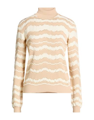 Missoni Woman Turtleneck Beige Size Xl Viscose, Wool, Polyester In Neutral