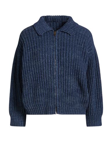 Maison Margiela Woman Cardigan Blue Size S Virgin Wool, Linen, Polyester