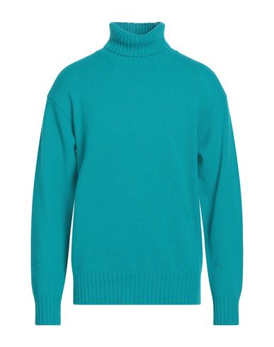 Amaranto Man Turtleneck Turquoise Size L Wool, Cashmere In Blue