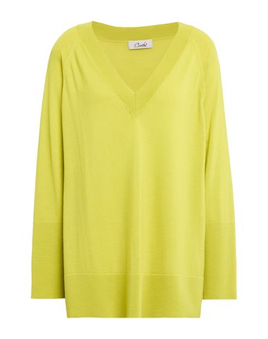 Croche Crochè Woman Sweater Lime Green Size M Merino Wool In Animal Print