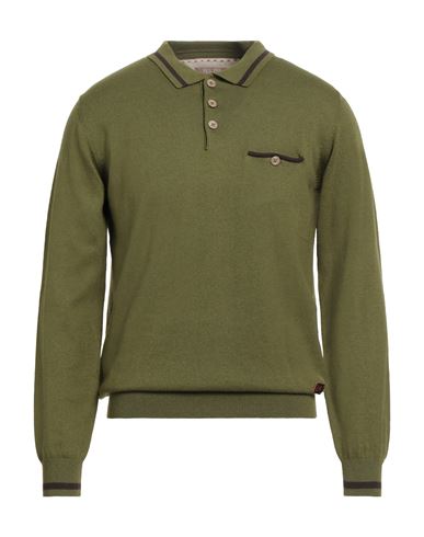 Yes Zee By Essenza Man Sweater Military Green Size Xl Cotton, Wool