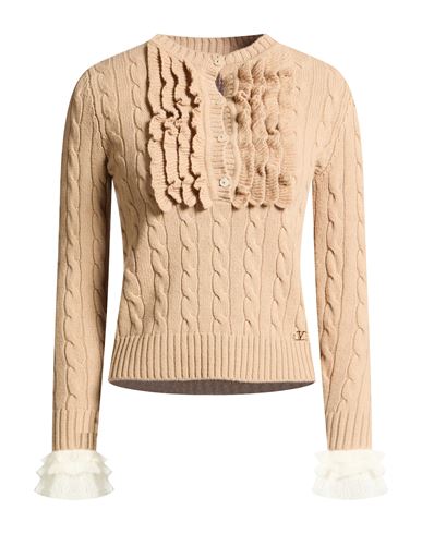 Valentino Garavani Woman Sweater Camel Size M Virgin Wool, Mohair Wool, Polyamide, Wool In Sand