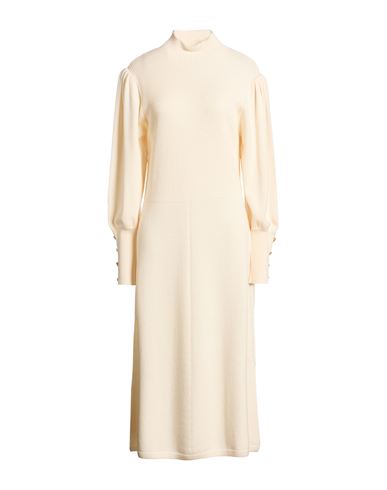 Luisa Spagnoli Woman Midi Dress Ivory Size L Virgin Wool In Neutral