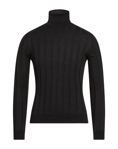 Fabrizio Del Carlo Man Turtleneck Charcoal Size M Merino Wool In Black