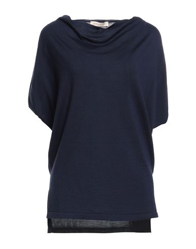 Gentryportofino Woman Sweater Navy Size 10 Virgin Wool, Silk In Blue