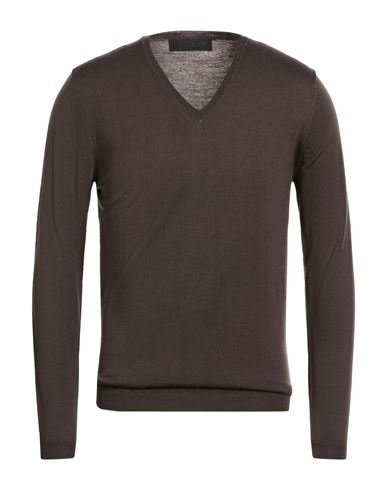 Lucques Man Sweater Dark Brown Size 44 Merino Wool