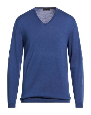 Lucques Man Sweater Navy Size 44 Merino Wool In Blue