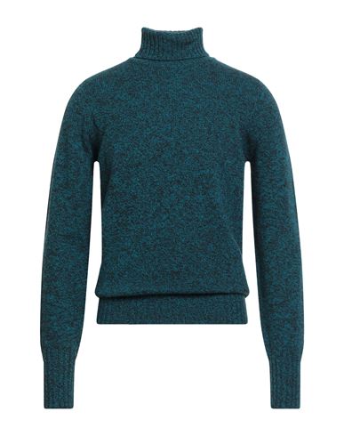 Drumohr Man Turtleneck Deep Teal Size 46 Lambswool In Blue