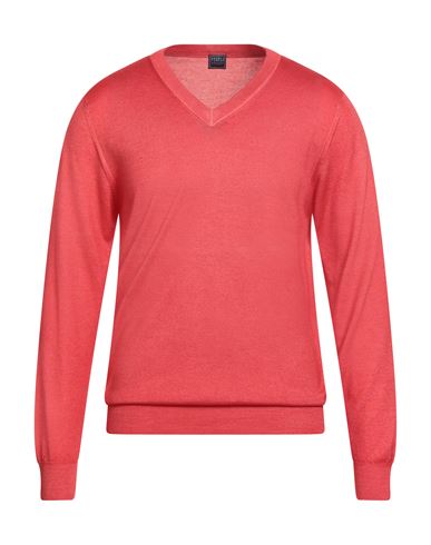 Fedeli Man Sweater Coral Size 40 Cashmere, Silk In Red