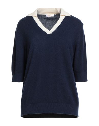 Lana D'oro Woman Sweater Navy Size 14 Cashmere In Blue