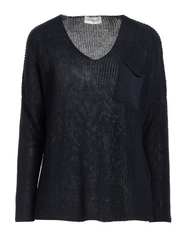 Bruno Manetti Woman Sweater Midnight Blue Size 8 Linen, Cotton