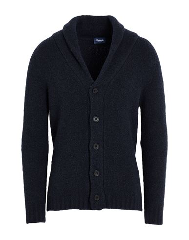 Drumohr Man Cardigan Midnight Blue Size 40 Merino Wool In Black