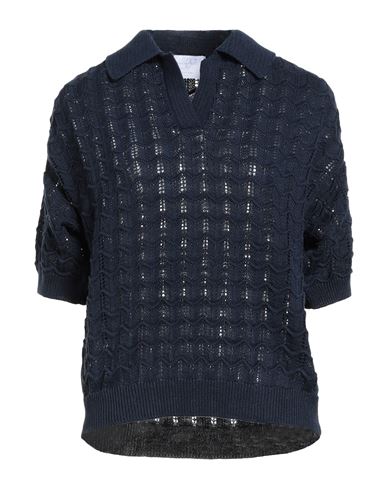 Daniele Fiesoli Collezione N_01 Woman Sweater Navy Size L Linen, Cotton In Animal Print